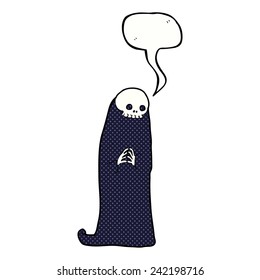 cartoon halloween ghoul with speech bubble