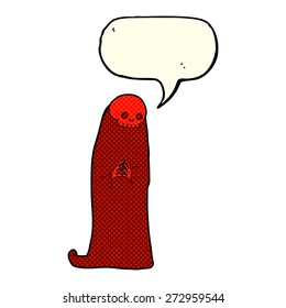 cartoon halloween ghoul with speech bubble