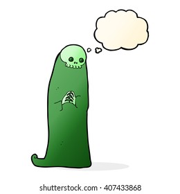 cartoon halloween ghoul with thought bubble