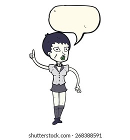 cartoon halloween girl with speech bubble