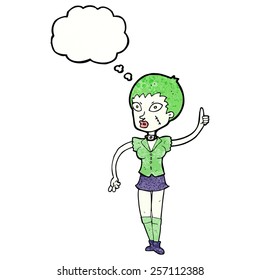 cartoon halloween girl with thought bubble