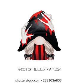 Cartoon halloween gnome funny Watercolor Clip art cute illustrations on transparent background