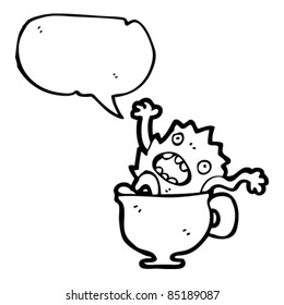 cartoon halloween gremlin in teacup