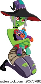 Cartoon Halloween Horror Zombie Witch