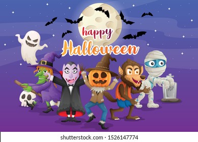 Cartoon Halloween Illustration Scary Characters: Stock-Vektorgrafik