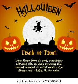 Cartoon halloween illustration with text placeholders