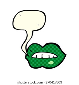 caricatura de los labios de halloween con burbuja de habla
