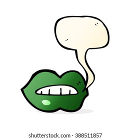 cartoon halloween lips  with speech bubble