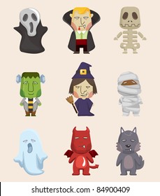 Cartoon Halloween monster icons