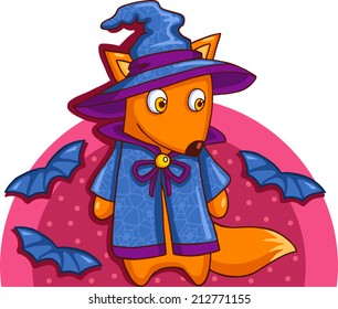 Cartoon Halloween monster themed animal character. Vector illustration isolated on white.
