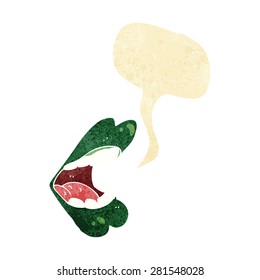 cartoon halloween mouth with speech bubble