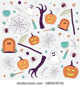 Cartoon Halloween-Muster-Vektorgrafik