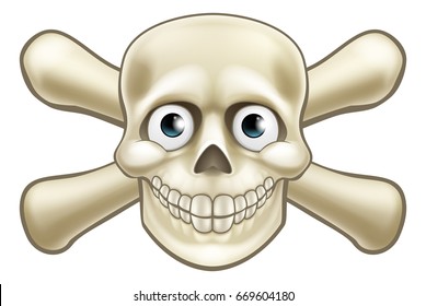 Cartoon Halloween pirate skull and crossbones skeleton character illustration