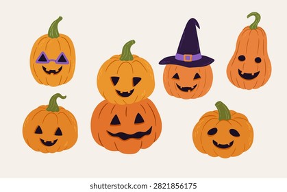 Cartoon Halloween pumpkin collection