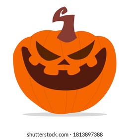 Cartoon  halloween pumpkin head with scary expression. Vector illustration of jack-o-lantern character