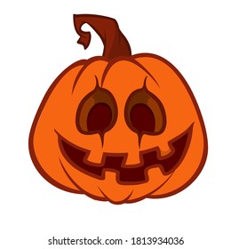 Cartoon  halloween pumpkin head with scary expression. Vector illustration of jack-o-lantern character