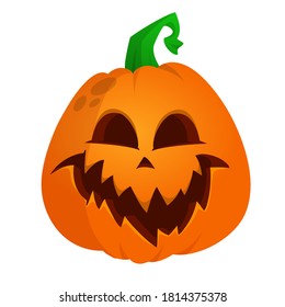 Cartoon  halloween pumpkin head with scary expression. Vector illustration of jack-o-lantern character