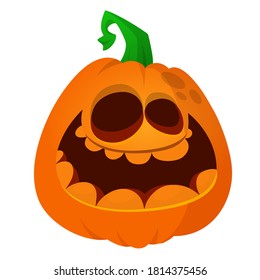 Cartoon  halloween pumpkin head with scary expression. Vector illustration of jack-o-lantern character