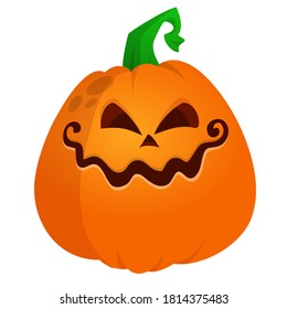 Cartoon  halloween pumpkin head with scary expression. Vector illustration of jack-o-lantern character