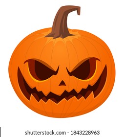 Cartoon  halloween pumpkin head with scary expression. Vector illustration of jack-o-lantern character