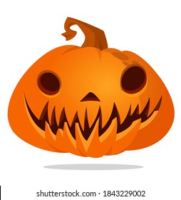 Cartoon  halloween pumpkin head with scary expression. Vector illustration of jack-o-lantern character
