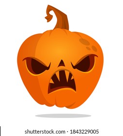 Cartoon  halloween pumpkin head with scary expression. Vector illustration of jack-o-lantern character