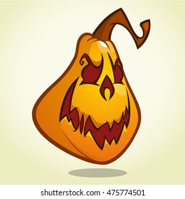 Cartoon Halloween pumpkin head. Vector illustration isolated