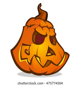 Cartoon Halloween pumpkin head. Vector illustration isolated