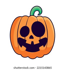 cartoon halloween pumpkin icon on white background