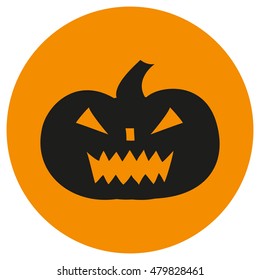 Cartoon halloween pumpkin icon. Vector pumpkin with sinister smiling face.
