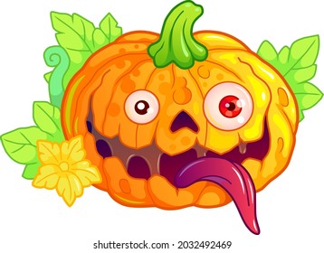 monstruo de la calabaza de halloween de dibujos animados, ilustración divertida
