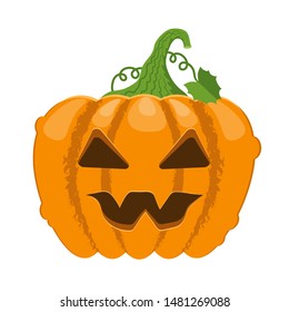 Cartoon halloween pumpkin. Orange pumpkins with carving scary smiling cute glowing faces. Decoration gourd vegetable or holiday spooky happy face, october nature vector isolated icon 