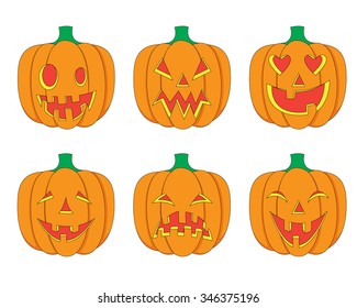 Cartoon halloween pumpkin pack