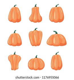 Cartoon halloween pumpkin set. Vector illustration