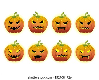 Cartoon halloween pumpkin set. Halloween vector