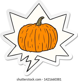 calabaza de caricatura de halloween con pegatina de burbuja de habla