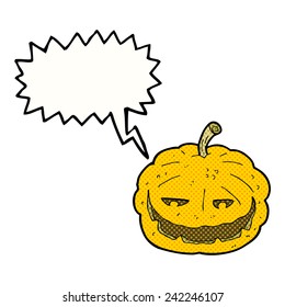 cartoon halloween pumpkin with speech bubble