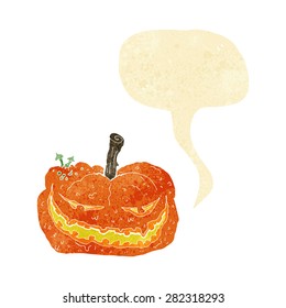 cartoon halloween pumpkin with speech bubble