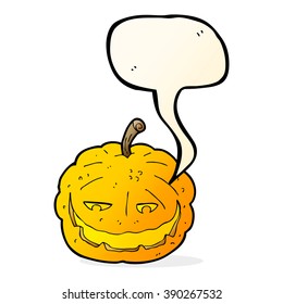 cartoon halloween pumpkin with speech bubble