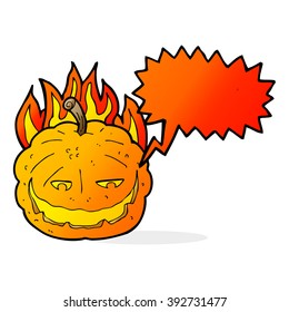 cartoon halloween pumpkin with speech bubble