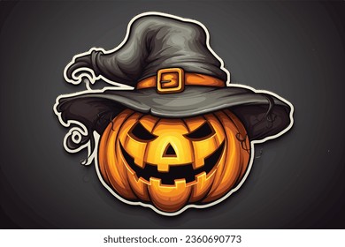 Cartoon halloween pumpkin sticker style