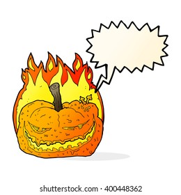 cartoon halloween pumpkin with thought bubble
