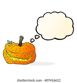 calabaza de caricatura de halloween con burbuja de pensamiento