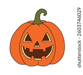 Cartoon halloween pumpkin vector, orange pumpkins carving  coloring pages for kids. Trace and color halloween pumpkin. Halloween celebration activity. Autumn october coloring page worksheet printable.