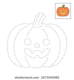 Cartoon halloween pumpkin vector, Pumpkins jack o lantern coloring pages for kids. Trace and color halloween pumpkin. Fun Halloween celebration activity coloring page worksheet printable. 