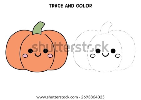 Cartoon halloween pumpkin vector, Pumpkins jack o lantern coloring pages for kids. Trace and color halloween pumpkin. Fun Halloween celebration activity coloring page worksheet printable. 