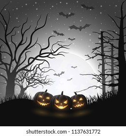 Cartoon Halloween pumpkins 