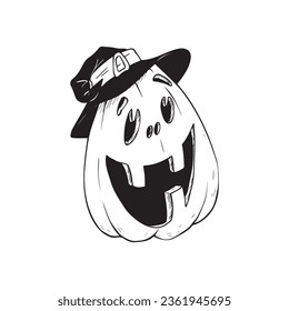 Cartoon Halloween pumpkins. Vector illustration.