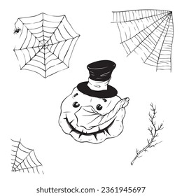 Cartoon Halloween pumpkins. Vector illustration.