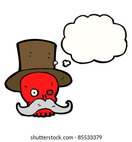 cartoon halloween red skull wearing top hat